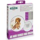 PetSafe Staywell pet door packaging featuring a brown dog looking at the door, with multilingual text and product details.