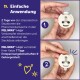 Bild, das Hände zeigt, die die Verwendung eines FELIWAY® Help! Diffusors demonstrieren. Der Text erklärt einfache Anwendungsschritte und Vorteile für Katzen.