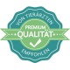 Grünes Abzeichen mit einem Häkchen, der Text lautet "Premium Qualität" und "Von Tierärzten Empfohlen," was auf die von Tierärzten empfohlene Qualität hinweist.