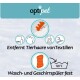 Bild zur Förderung des Opti-Haustierprodukts mit dem Text 'Entfernt Tierhaare von Textilien' und 'Wasch- und Geschirrspüler fest,' plus Nutzungssymbole.