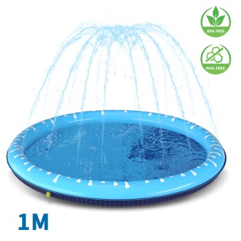 - Hundepool mit Sprinkler für Hunde blau 1 m, 5 cm