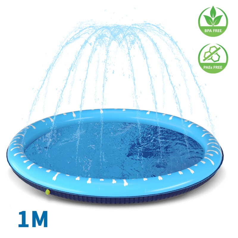 Nobleza - Hundepool Mit Sprinkler Für Hunde Blau 1 M, 5 Cm