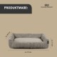 Haustierbett aus weichem, geripptem Stoff mit den Abmessungen von etwa 70 cm x 49 cm x 15 cm, beschriftet mit 'PRODUKTMASSE'.