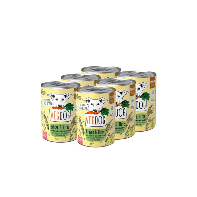VEGDOG Nassfutter Senior Erbsen & Hirse Vorteilspack 400 g