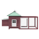 Holzhaustierhaus mit grünem Dach, das eine offene Oberseite und eine Seitentür hat, entworfen für kleine Tiere.