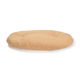 Rundes, plüschiges Haustierbett in einem hellen, tanfarbenen Fischgrätmuster, mit einem gesteppten Design für Komfort.