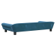 Blaues Haustiersofa mit modernem Design, mit niedriger Rückenlehne und kurzen Beinen, geeignet für kleine bis mittelgroße Haustiere.