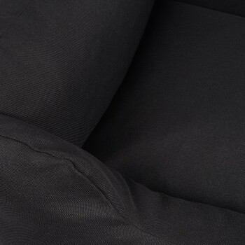 Schwarzes Haustierbett mit einer weichen, gepolsterten Oberfläche, ausgestattet mit einem strukturierten Stoff und abgerundeten Kanten.