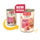 Twee blikken Animonda Carny Adult kattenvoer met rundvlees, kalkoen en garnalen, met nieuw ontwerp label.
