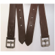 Braunes Leder-Hundehalsband mit silbernen Schnallen und mehreren Einstelllöchern für die Größe.