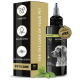 Schwarze und goldene PETICARE Tierpflegespray-Flasche und Verpackung mit Hundeabbildung und Text „Zeolith, Saugfähig, Neutralisiert“ sowie „For the love of your pet.“