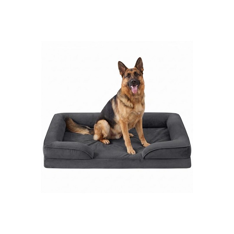 FEANDREA Orthopädisches Hundebett M-XXXL, abnehmbarer Bezug, erhöhte Ränder, rutschfest