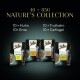 Sheba Nature's Collection Haustierfutter, bestehend aus 40 Packungen à 85 g: 10 Huhn, 10 Ente, 10 Truthahn und 10 Geflügel, mit einem Katzenbild.