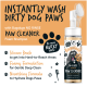 Flasche Bugalugs No Rinse Paw Cleaner Schaumshampoo mit Silikonbürste zum Waschen und Pflegen von Hundepfoten, beschriftet mit „No more mucky paws“.