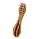 Brown dog toothbrush chew toy with rubber bristles, 'W' logo and split hollow handle.