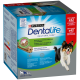 Purina Dentalife Daily Oral Care hondenkoekjes doos, multipack 42 stokken, voor middelgrote honden 12-25kg, met afbeelding van een hond.