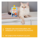 Cremefarbene blauäugige Katze neben einem GimCat-Puddingbeutel; Banner: 'FÖRDERT DEN KNOCHENAUFBAU MIT EINER EXTRA PORTION CALCIUM.'