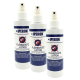 Drei weiße Sprühflaschen mit der Aufschrift IPERON FLOHSCHUTZ LOTION, blauen Bändern und rotem durchgestrichenem Flöhen-Symbol