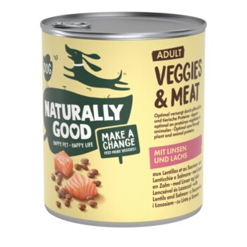 Nassfutter Hund Veggies & Meat Adult Linsen und Lachs 6x800 g