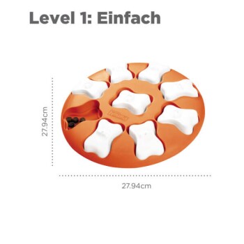 Interaktives Hundepuzzle-Spielzeug in Orange und Weiß, 27,94 cm groß, entworfen für geistige Anregung.