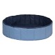 Okrągły wybieg dla zwierząt w kolorze niebieskim i granatowym, z wyściełanymi ścianami dla bezpieczeństwa i komfortu. Idealny do użytku wewnętrznego lub zewnętrznego.