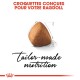 Croquettes conçues pour votre Ragdoll, présentant une croquette triangulaire et le texte "nutrition sur mesure" sur un fond blanc.