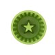 Grüne Haustierfutterschüssel mit einem sternförmigen Zentrum und strukturiertem Rand, von oben betrachtet.