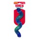 Jouet distributeur de friandises KONG Treat Spiral spirale bleu-vert sur carte d'emballage rouge et blanche affichant le texte «KONG Treat Spiral».