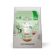 VegDog Dentals Verpackung mit einer Hundillustration, mit Text, der "Frischer Atem" und "Plaqueentfernung" hervorhebt, hergestellt aus Tapioka und Rote Beete.