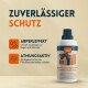Flasche "Wash-In Imprägnierung für Pferdedecken", die Regen- und Schmutzschutz mit Symbolen für Wasserdichtigkeit und Atmungsaktivität zeigt.