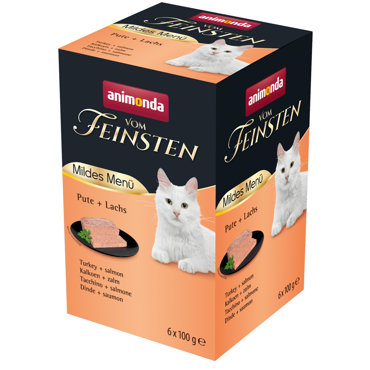 animonda Vom Feinsten Nassfutter Katze, Adult, Mildes Menü 6x100g Pute und Lachs