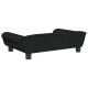 Schwarzes Haustier-Sofa mit modernem Design, mit geschwungenen Armen und kurzen Beinen, von hinten betrachtet.