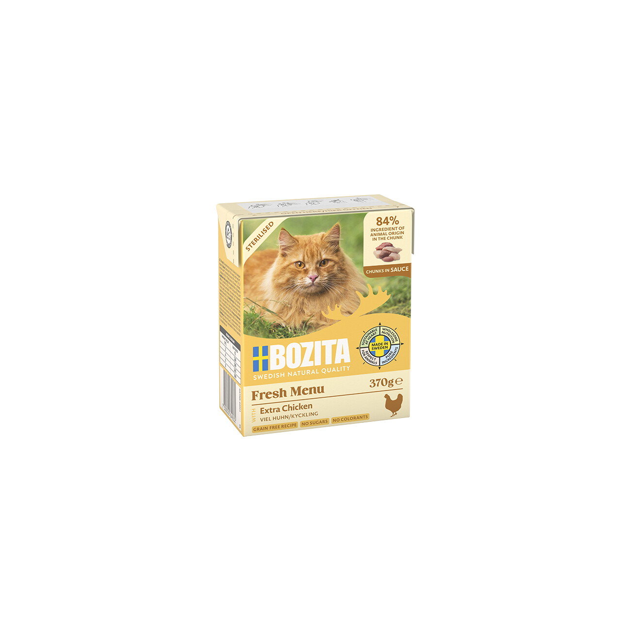 BOZITA Nassfutter Katze Sterilised Häppchen in Sauce mit viel Huhn 6x370 g