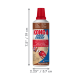 Flasche mit rotem Verschluss der KONG Easy Treat Hundespielzeug-Füllpaste, beschriftet mit 'KONG EASY TREAT' und mit Größenpfeilen 7,5 Zoll / 19 cm und 2,25 Zoll / 5,7 cm.