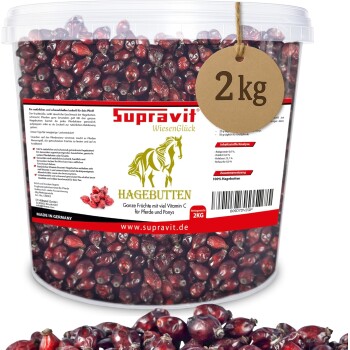 Behälter Supravit WiesenGlück Hagebutten getrocknet, 2 kg, für Pferde und Ponys, hergestellt in Deutschland.