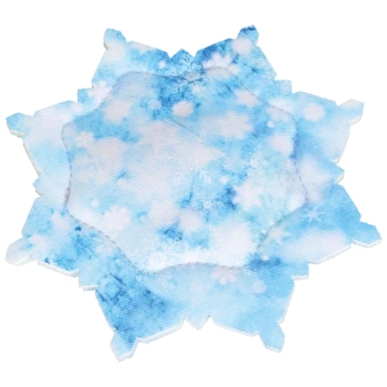 Jouet pour animal en forme de flocon de neige bleu et blanc avec tissu doux et texturé et motifs subtils de flocons de neige.