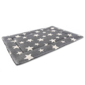 Petlife Sherpa Fleece Crate Mat Grey with White Stars XL