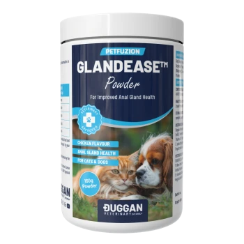 Petfuzion GLANDEASE powder for anal gland health, chicken flavour, for cats & dogs, 160g.