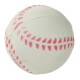 Weißer Gummiball, der wie ein Baseball aussieht, mit rosa Nähdetails.