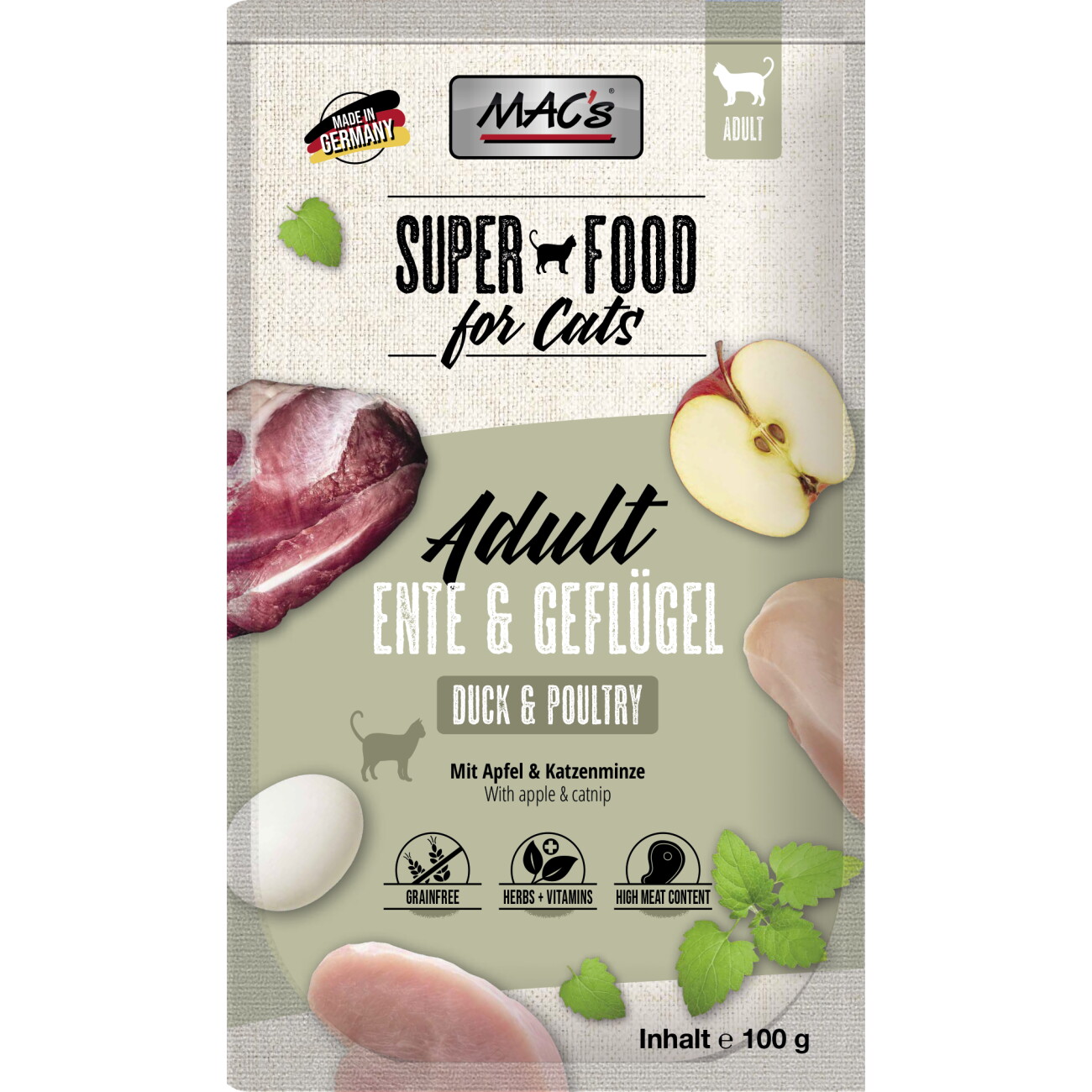 MAC's Nassfutter Katze Adult Ente und Geflügel 12x100 g