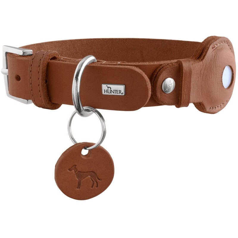 Dog Sport HUNTER Hundehalsband viborg mit halter für apple airtag cognac S