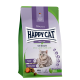 Nourriture sèche pour chat Happy Cat Senior pour les chats de plus de 10 ans, avec de l'agneau de ferme, de petites croquettes, et un chat sur le sac.