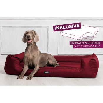 ® GOOFY - Orthopädisches Hundebett aus Polyester inkl. Matratzenschoner dunkelrot 1,3 m, 25 cm, 1 m