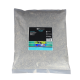Ein 5 kg Sack Silbermann Dunkelgravel, 4-8 mm groß, für den Aquariengebrauch, mit einem bunten aquatischen Etikett.
