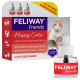 FELIWAY Friends 'Happy Cats' kalmerende diffuser navulverpakking met twee katten en één navulfles; zichtbare tekst: 'FELIWAY Friends', '3 x 30 DAGEN'.