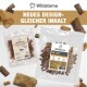 Wildsterne Klarsichtbeutel 'BITES Pute' Tierleckerlis mit verstreutem Futter und Banner 'NEUES DESIGN GLEICHER INHALT'.