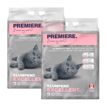 Excellent clumping litter, baby powder scent 2x12 kg