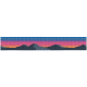 Bunte Haustierleine mit einem Berglandschaftsdesign und rosa und orangefarbenen Sonnenuntergangstönen auf blauem Hintergrund.