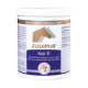 Behälter von EQUIPUR top E, einem Pferde-Nahrungsergänzungsmittel mit Vitamin E, Lysin und Selen zum Schutz der Muskeln, beschriftet auf Deutsch.
