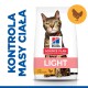 Torba z karmą dla kotów Hill's Science Plan LIGHT z tabby, z tekstem 'KONTROLA MASY CIAŁA' i 'z KURCZAKIEM.'